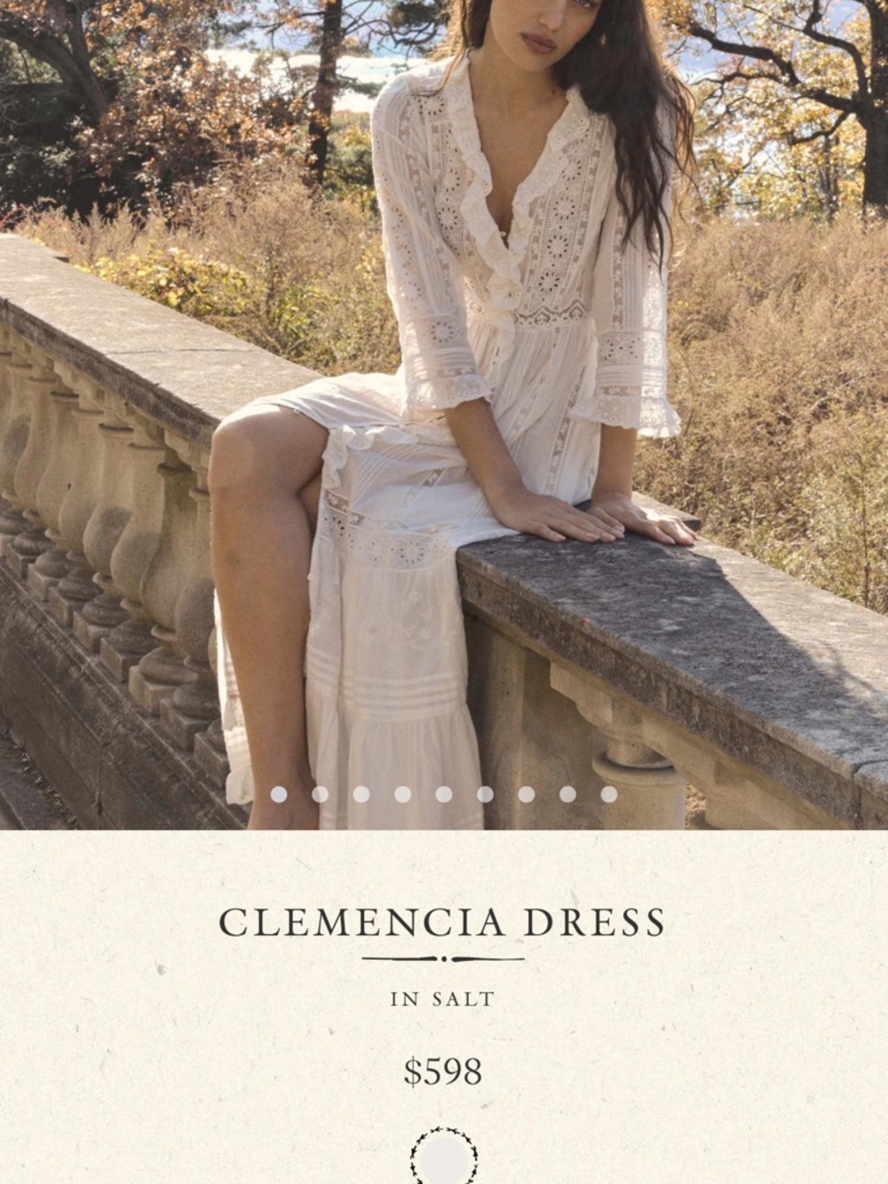 Doen Clemencia Dress in Salt — Cream Lace-Trim Midi - Picture 2 of 6
